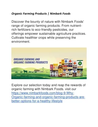 Organic Farming Products | Nimbark Foods