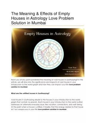 The Meaning & Effects of Empty Houses in Astrology Love Problem Solution in Mumbai