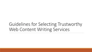Guidelines for Selecting Trustworthy Web Content Writing Services