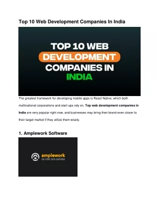 Top 10 Web Development Companies In India