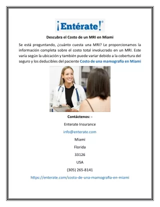 Descubra el Costo de un MRI en Miami