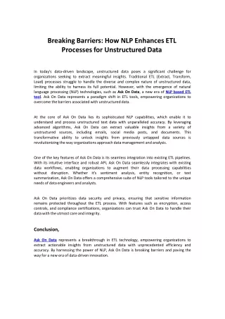 How NLP Enhances ETL Processes for Unstructured Data know with Ask On Data
