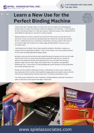 Learn a New Use for the Perfect Binding Machine