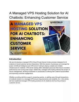 A Managed VPS Hosting Solution for AI Chatbots Enhancing Customer Service