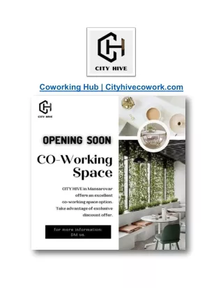 Coworking Hub | Cityhivecowork.com