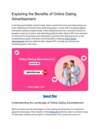 Exploring the Benefits of Online Dating Advertisement