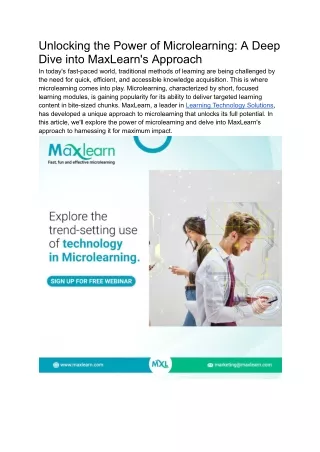 Unlocking the Power of Microlearning_ A Deep Dive into MaxLearn's Approach