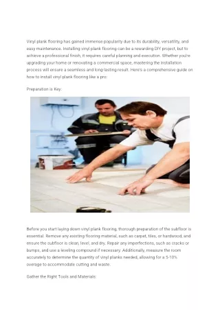 Mastering Vinyl Plank Flooring Installation: A Professional Guide