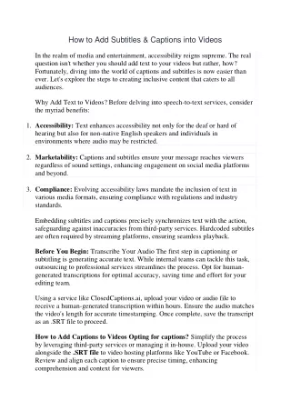 How to Add Subtitles & Captions into Videos