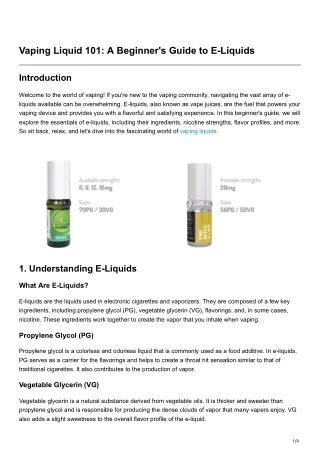 Vaping Liquid 101 A Beginners Guide to E-Liquids