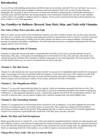 Say Goodbye to Dullness: Renovate Your Hair, Pores and skin, and Nails with Natu