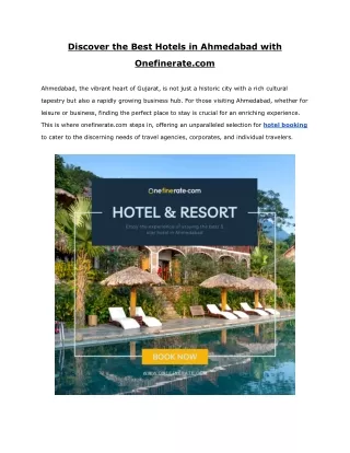 Discover the Best Hotels in Ahmedabad with Onefinerate.com