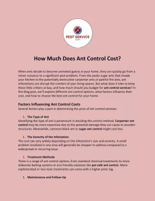 How Much Does Ant Control Cost?