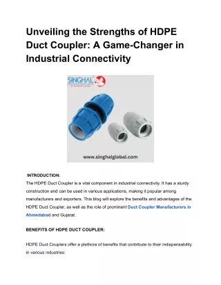 Unveiling the Strengths of HDPE Duct Coupler_ A Game-Changer in Industrial Connectivity