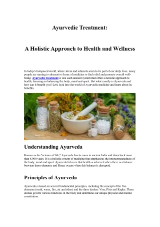 Ayurvedic Treatment A Holistic Approach to Health and Wellness