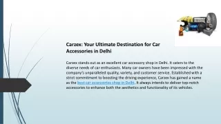 Carzex: Your Ultimate Destination for Car Accessories in Delhi