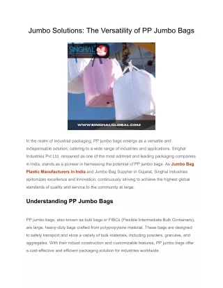 Jumbo Solutions_ The Versatility of PP Jumbo Bags
