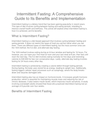 Intermittent Fasting