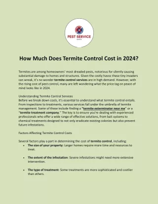 How Much Does Termite Control Cost in 2024?