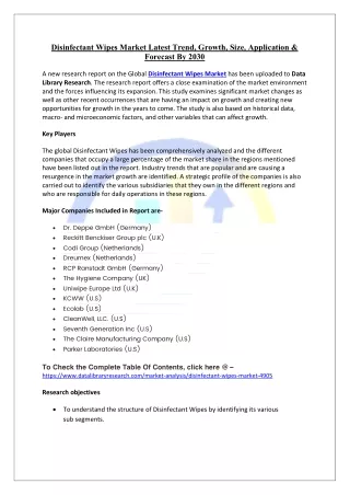 Disinfectant Wipes Market
