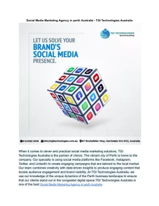 Social Media Marketing Agency in perth Australia - TGI Technologies