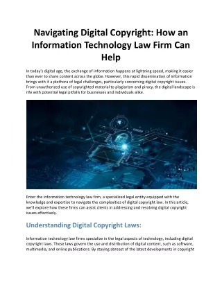 Navigating Digital Copyright: How an Information Technology Law Firm Can Help