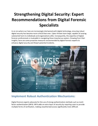 Strengthening Digital Security: Expert Recommendations from Digital Forensic