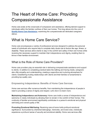 The Heart of Home Care_ Providing Compassionate Assistance