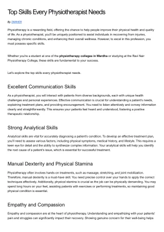 Top Skills Every Physiotherapist Needs