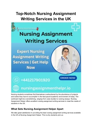 Top-Notch Nursing Assignment Writing Services in the UK