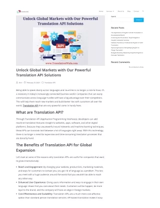 Unlock Global Markets with Our Powerful Translation API Solutions