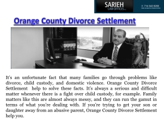 Orange County Divorce Settlement