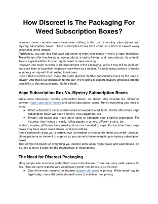 How Discreet Is The Packaging For Weed Subscription Boxes