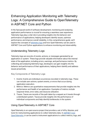 Enhancing Application Monitoring with Telemetry Logs_ A Comprehensive Guide to OpenTelemetry in ASP