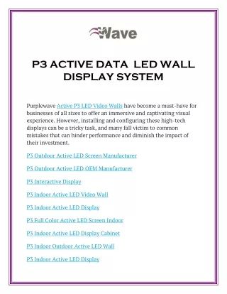 P3 ACTIVE DATA  LED WALL DISPLAY SYSTEM