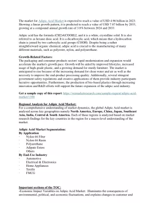 Adipic Acid Market is projected to achieve a value of USD 4.96 Billion in 2023,