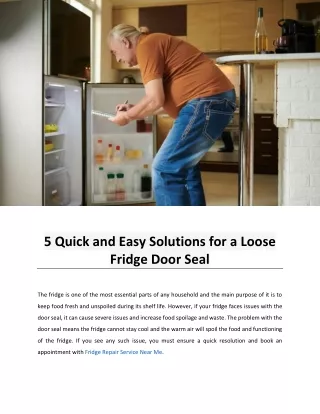 5 Quick and Easy Solutions for a Loose Fridge Door Seal