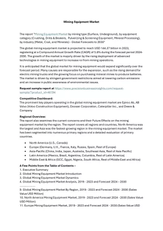 Mining Equipment Market Outlook Forecast 2024-2030