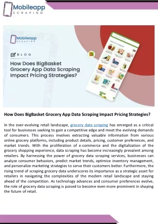 How Does BigBasket Grocery App Data Scraping Impact Pricing Strategies