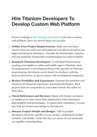 Hire Titanium Developers To Develop Custom Web Platform