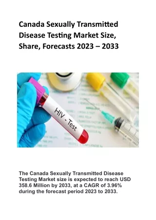 Canada Sexually Transmitted Disease Testing Market