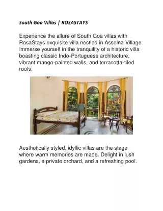 South Goa Villas | ROSASTAYS