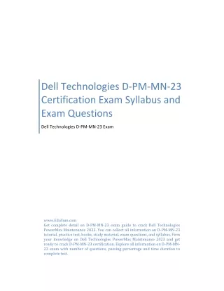 Dell Technologies D-PM-MN-23 Certification Exam Syllabus and Exam Questions