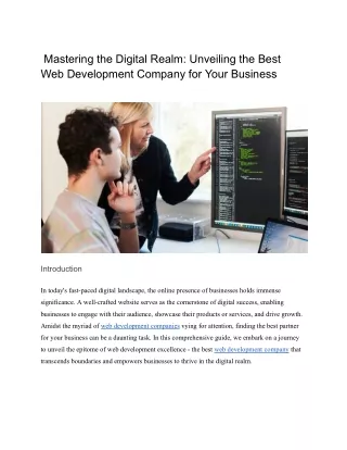 Mastering the Digital Realm_ Unveiling the Best Web Development Company for Your Business