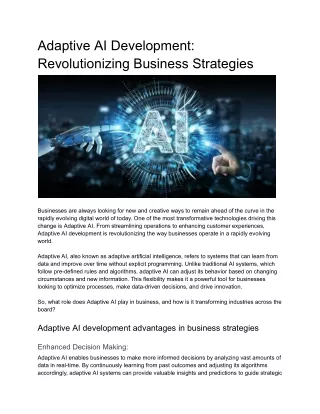 Adaptive AI Development_ Revolutionizing Business Strategies