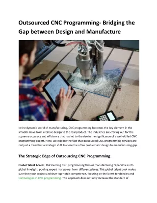 Outsourced CNC Programming - Bridging the Gap between Design and Manufacture