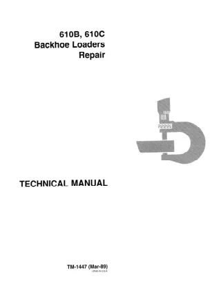 JOHN DEERE 610C BACKHOE LOADER Service Repair Manual