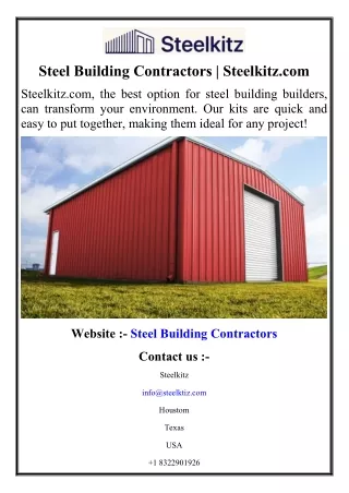 Steel Building Contractors  Steelkitz.com