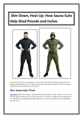 Slim Down, Heat Up How Sauna Suits Help Shed Pounds and Inches