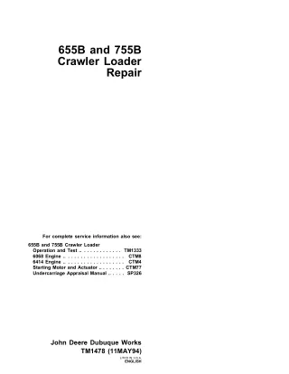 JOHN DEERE 655B CRAWLER LOADER Service Repair Manual